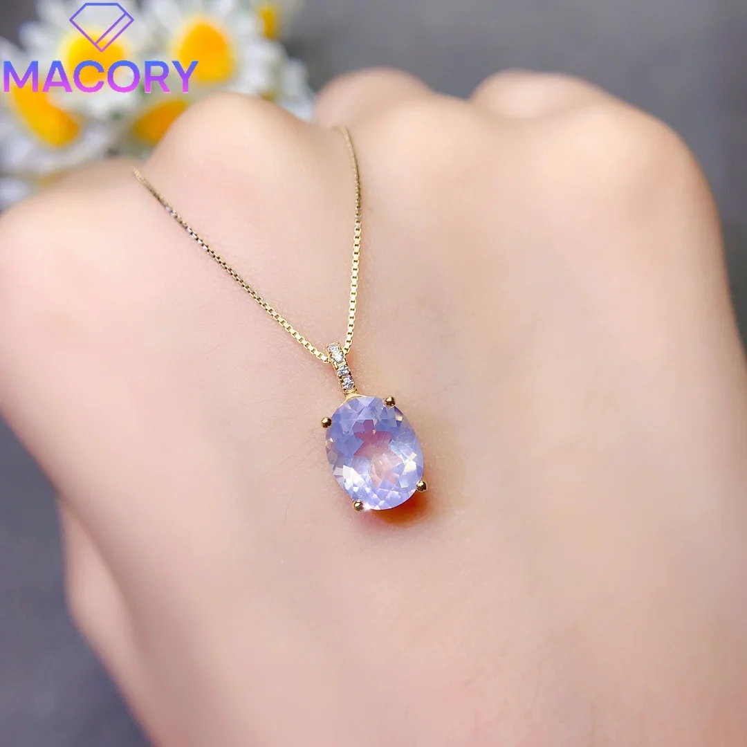 925 Silver Jewelry Certification Original Natural Lavender Pendant Necklace Female Free Delivery Female Chain Exquisite