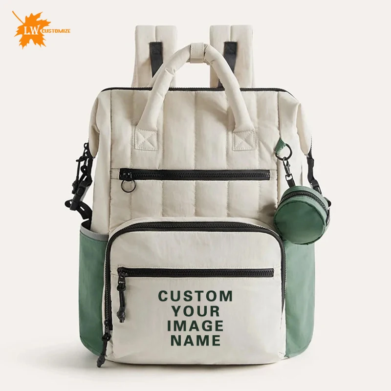 

Индивидуальная полосатая сумка для мамы с логотипом, многофункциональный водонепроницаемый рюкзак для улицы, сумка для мамы и ребенка, печать имени