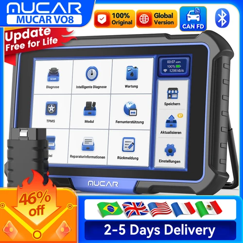 Imagen 1 del producto Actualización gratuita de por vida MUCAR VO8 herramienta de diagnóstico profesional OBD2 diagnóstico completo del sistema codificación ECU bidireccional 34 reinicio