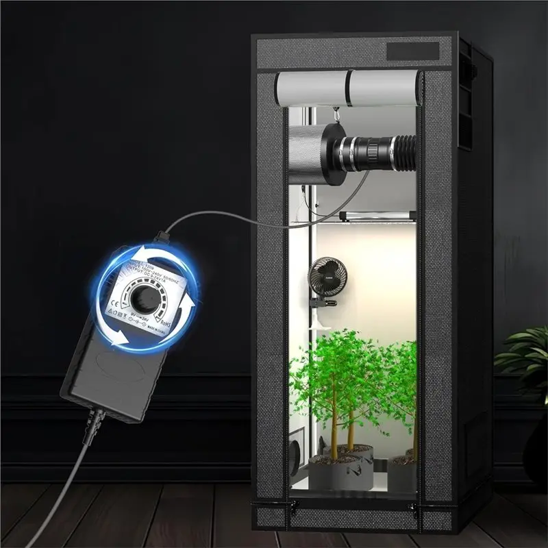 WHYY-For Conservatory, Grow Tents, Basement Garage Duct Fan 4 Inch Adjustable, Pipe Fan 170 M3/H, EC Motor Exhaust Fan Eu Plug