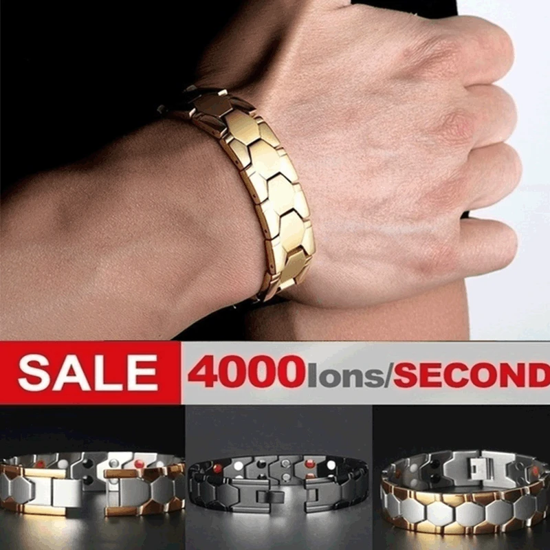 4000 Gauss Stainless Steel Magnetic Bracelet for Men Therapy Bracelet 4 IN 1 Bracelet Health Energy Bracelet Best gifts