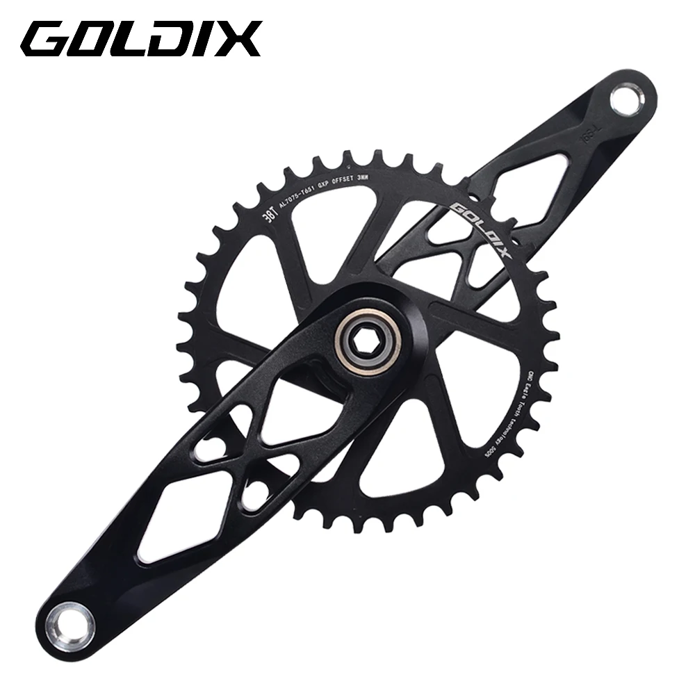 

GOLDIX Mountain Bicycle Crankset CNC Hollow 165/170/175mm Bicycle Crank 0mm Offset Wide Narrow Teeth Chainring 30/32/34/36/38T