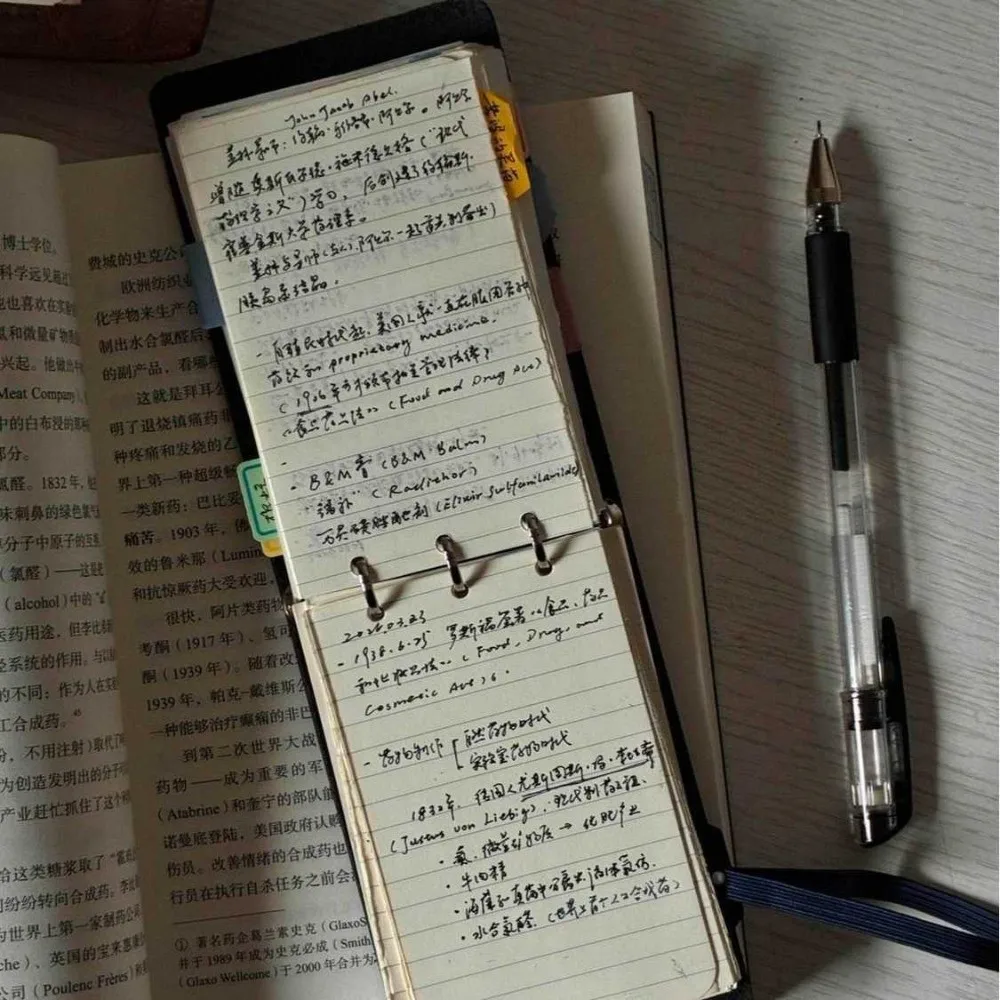 3 Holes Binding Loose Leaf Notebook with 40Sheets Mini Pocket Notebook Blank/Line Inner Page Stationery Notebook