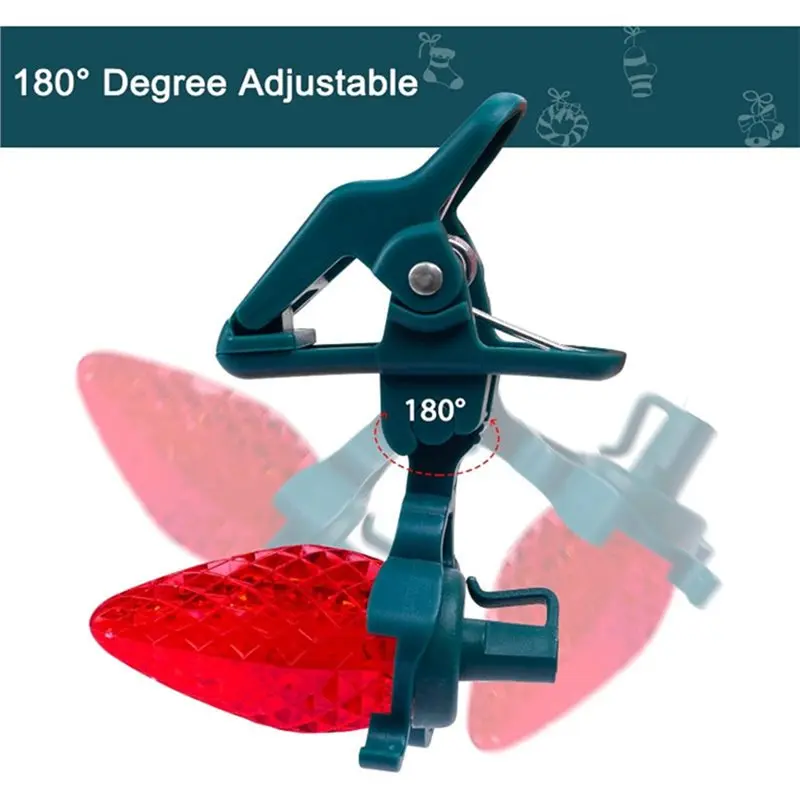 ABCL 100 Pack Adjustable Quick Mount Shingle And Gutter Installation Christmas Light Spring Clips Suitable For E12, E17