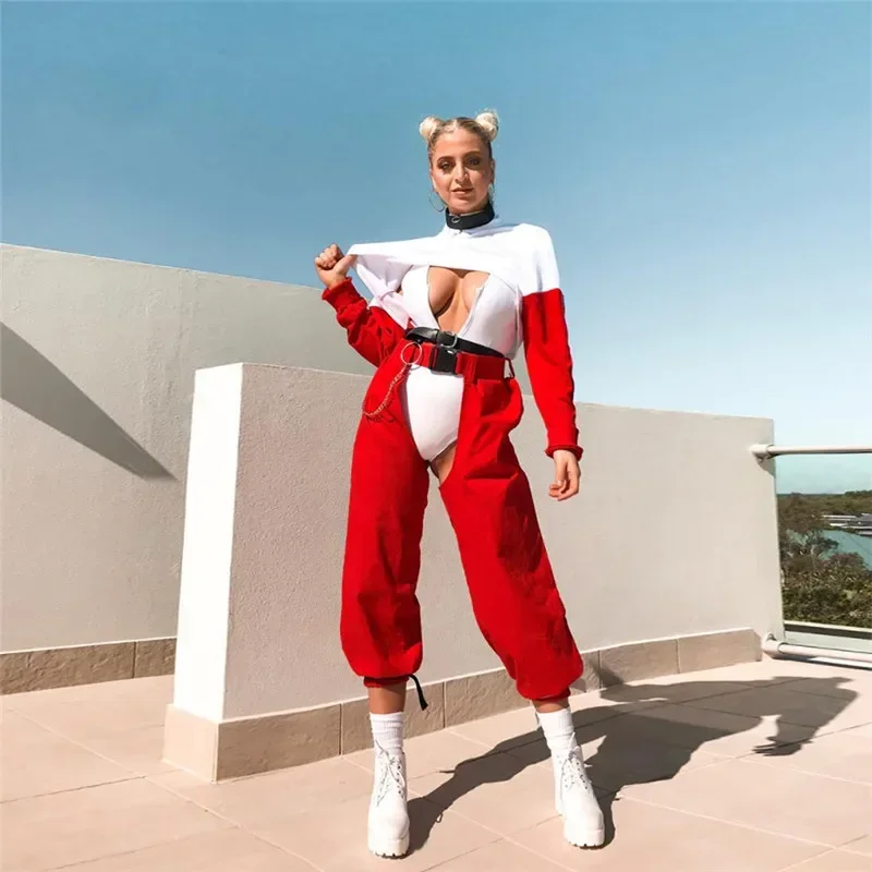 

2021 Women'S Hip-Hop Dance Costumes Open Harem Pants Red Jazz Dance Pants Stage Performance Trousers Pole Dance Clothing DQS5237