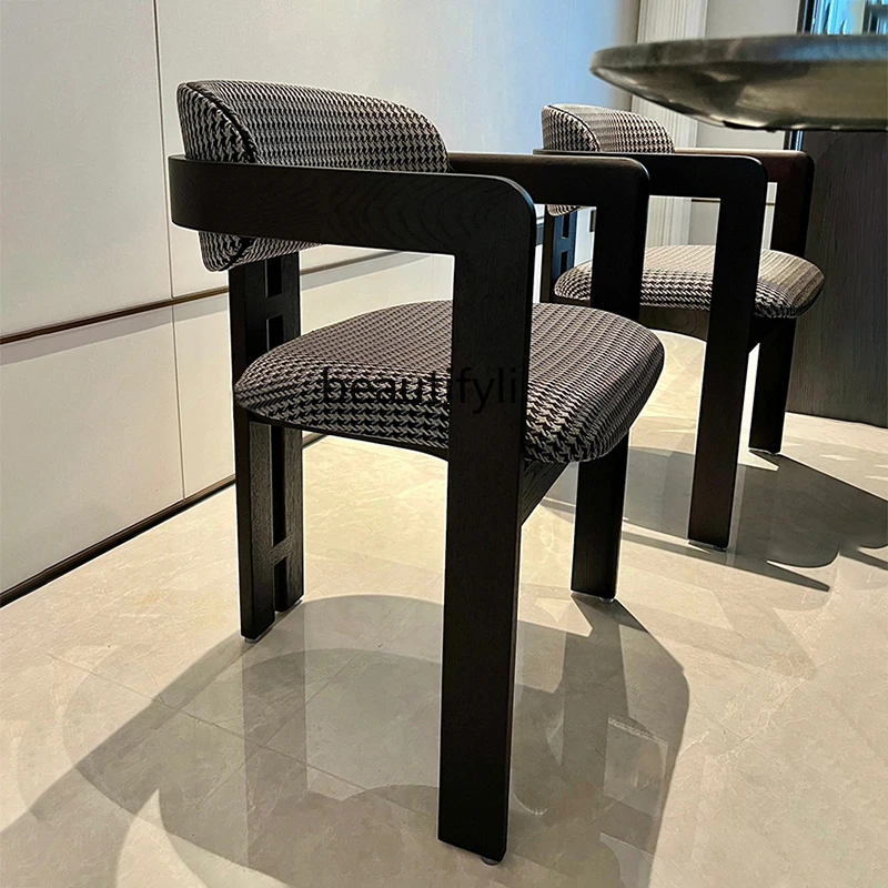 

Medieval dining chair household French retro solid wood dining table chair light luxury study desk chair