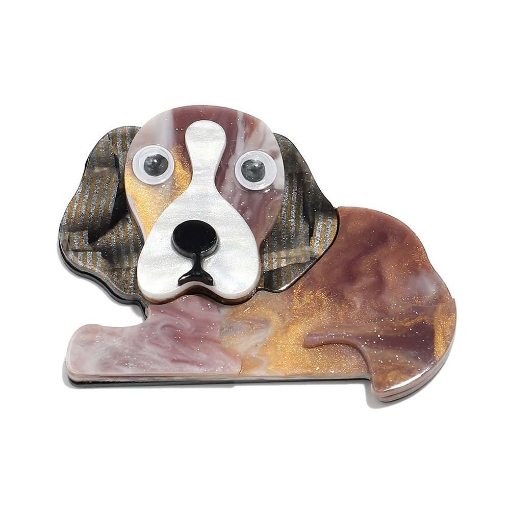 Mode Acryl Haustier Hunde Tragen Gläser Broschen für Frauen Nette Bunte Tiere Spleißen Abzeichen Pins Schmuck – Detail 11
