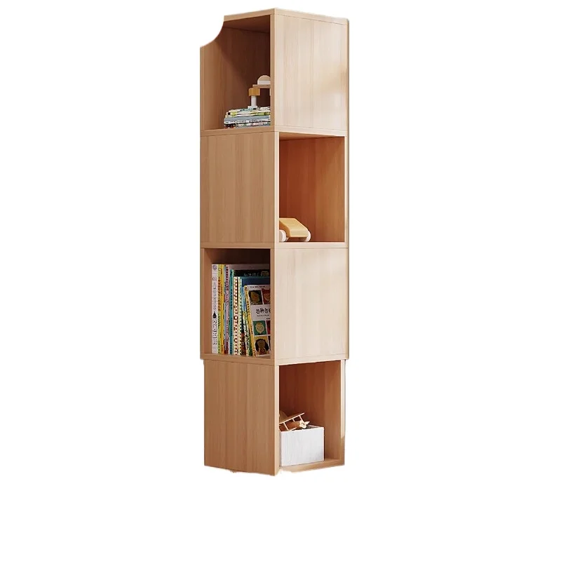 Solid wood corner bookcase corner bookcase corner cabinet Nordic living room bedroom modern minimalist floor shelf