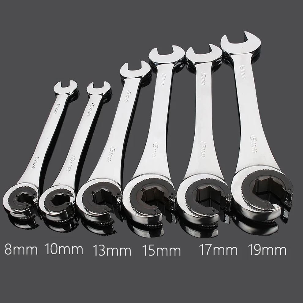 1pc 8 19mm Opening Tubing Ratchet Wrench Spanner Combination Wrenches Set Fixed Head Metric Open End Gears Ring Wrench Set