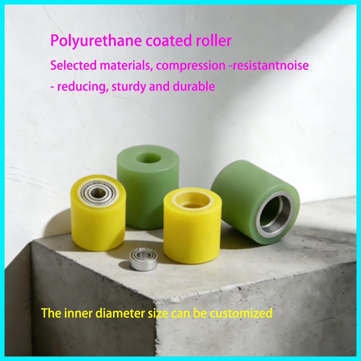 Customizable Polyurethane Rubber-Coated Rollers PU Double-Bearing Non-Powered Rollers, Wear-Resistant Rubber Rollers