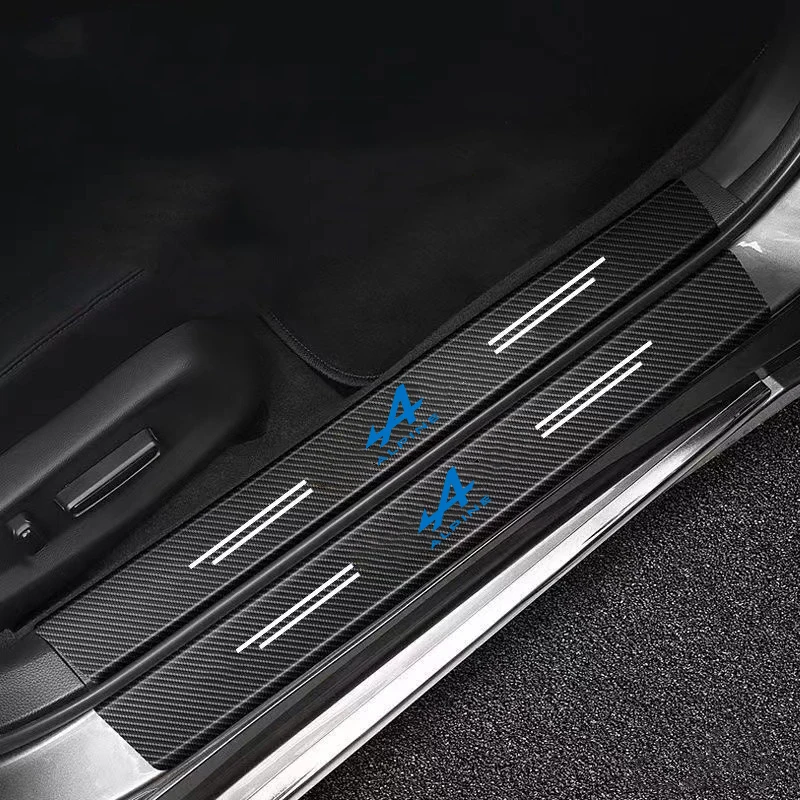 Carbon Fiber Texture Threshold Strip Sticker Car Footrest Protection Sticker For ALPINE Auto Accessories