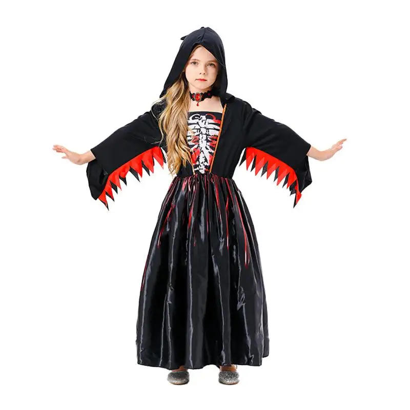 Kostium na Halloween Wiedźma Straszny Szkielet Damski Strój Sceniczny Tradycyjny Chiński Strój Etniczny