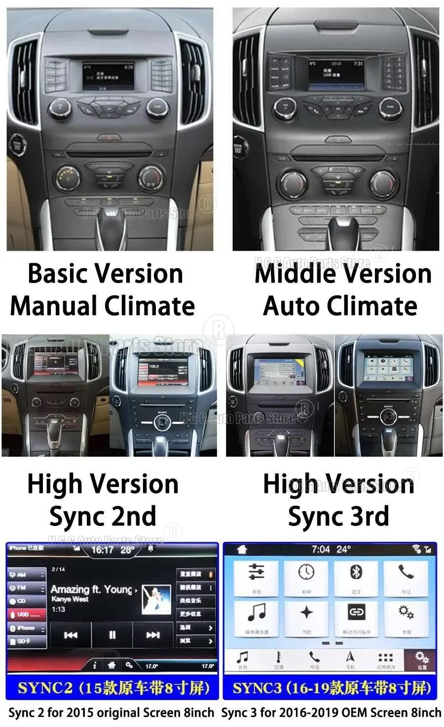 YES 13.6inch Android Screen GPS Navigation Carplay Autoradio For Ford Edge 2015 2016 2017-2019 Stereo Car Multimedia Video Playe