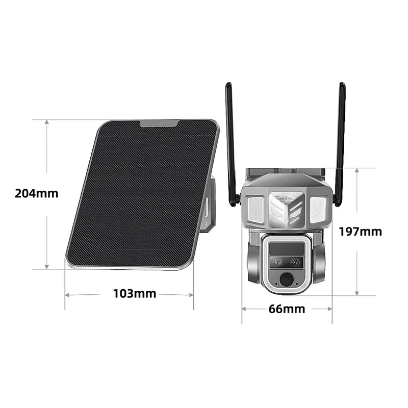 Saikiot 4G SIM Card WIFI 4MP 2K 20X Optical Zoom Solar PTZ Camera Outdoor Waterproof Dual lens Auto Tracking Solar CCTV Camera