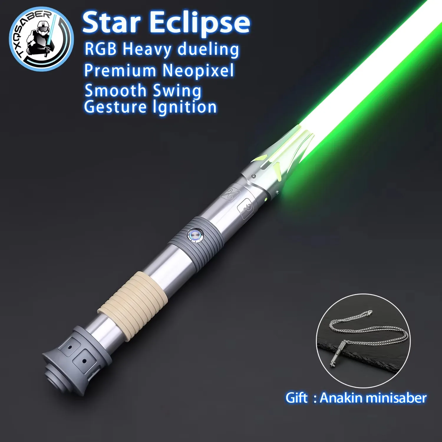 

TXQSABER Star Eclipse RGB Heavy Dueling Neo Pixel Proffie Lightsaber Force Light Saber Smooth Swing Blaster Laser Sword Cosplay