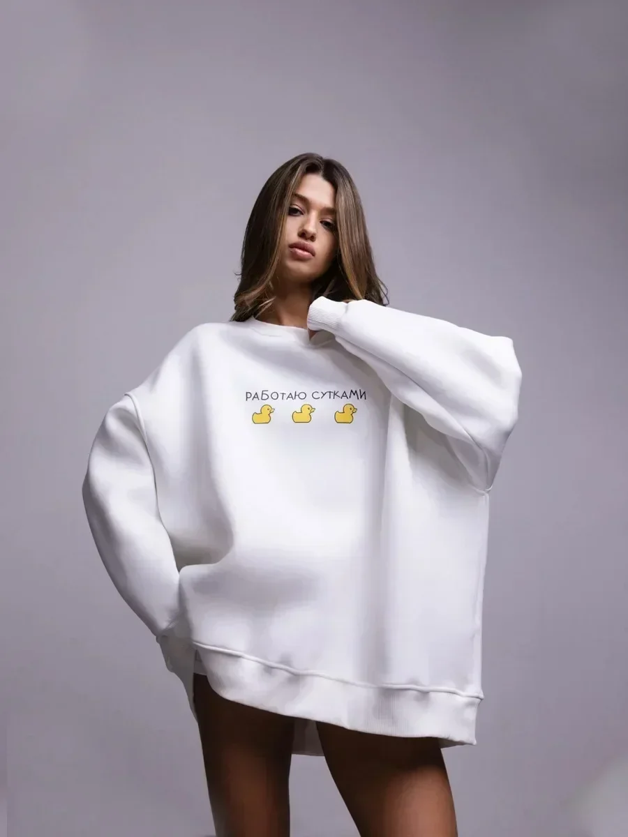 

Women's Loose Sweatshirt Loose Printing Hoodies Female Fashion Casual Oversized Autumn Winter Warm Couple Pullovers
