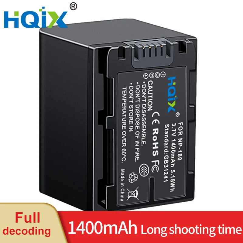 HQIX for Ordro HDV-F1 HDV-F5 HDV-F7 AE8 digital camera NP-180 charger battery