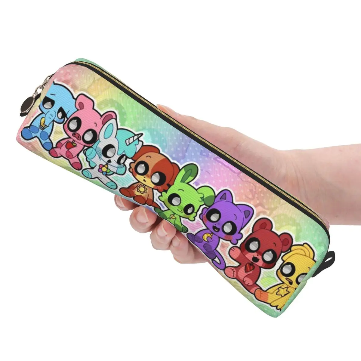 متعة قوس قزح يبتسم المخلوقات الأرجواني القط مقلمة مقلمة حامل قلم لفتاة صبي سعة كبيرة أكياس الهدايا القرطاسية