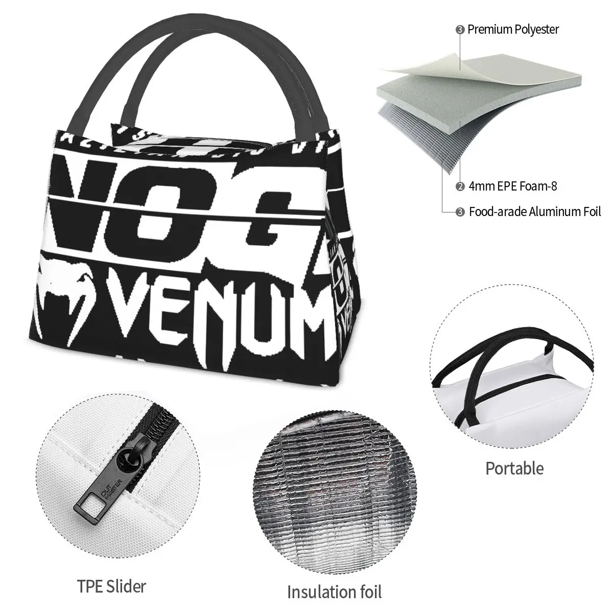 Jiu Jitsu No Gi Logo Portable insulation bag for Cooler Thermal Food Office Pinic Container