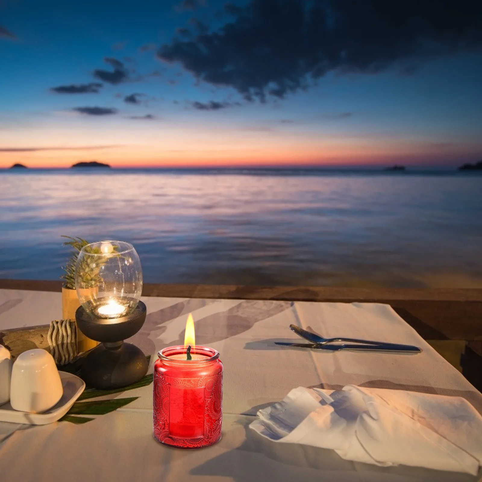 

6Pcs Glass Jars Thickened Embossed High Temperature Resistant Making Containers DIY Aromatherapy Scented Storage