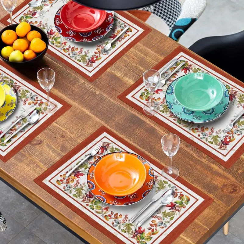 VIKAMA 2/4/6 Stück Retro-Tischsets im Landhausstil, waschbare, rutschfeste Tischmatten, ästhetische Dekoration für Küche und Esszimmer