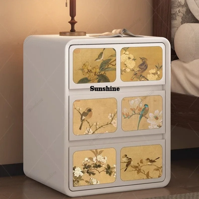 Mesa de Cabeceira Nórdica Estreita Retrô Elegante Antiga para Adultos, Mesa de Cabeceira Inteligente de Meio Século, Móveis para Casa