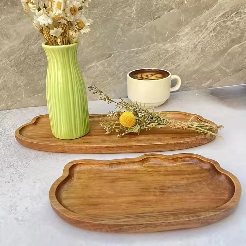 

Japanese Wooden Cloud Shaped Tea Coffee Tray Fruit Dessert Plate Wood Decorative Bread Snack Cake Food Dish Trays Tableware