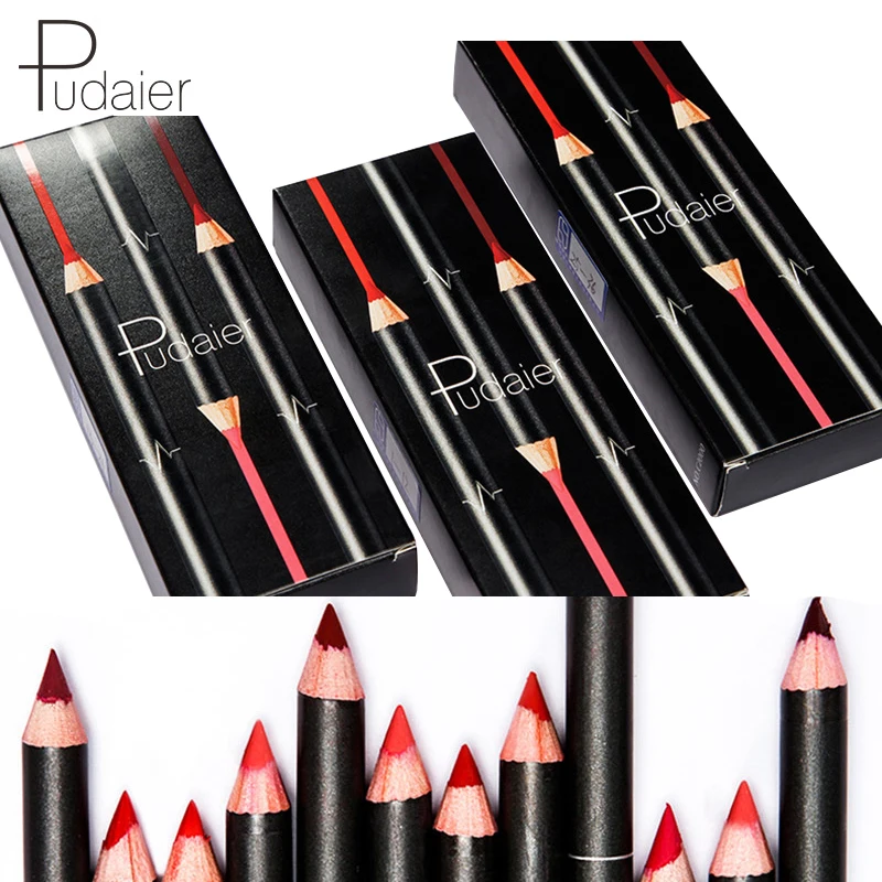 Pudaier 12 Pcs/Box Matte Lip Liner Set Lápis Suave de Longa Duração para Lip Contour Lipliner Multi-Funcional Maquiagem Cosméticos Caneta