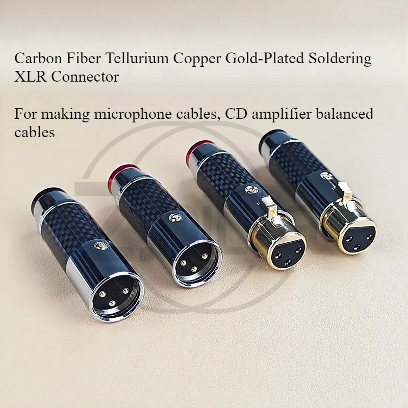 XLR Male Female Connector Balanced Audio Gold Plated Carbon Fiber Shell Plug