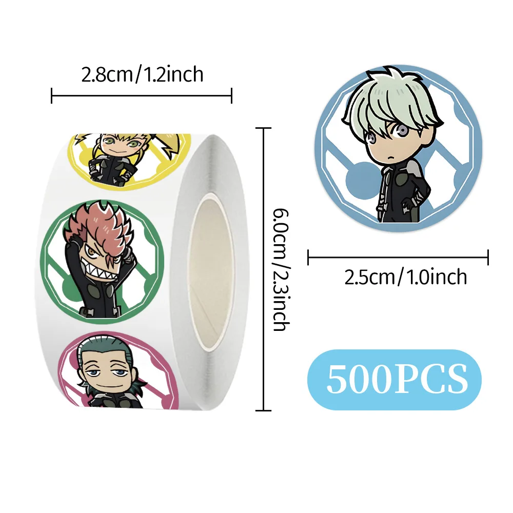 500個/ロール 漫画怪獣No. 8 アニメシールステッカー DIY PVC ラップトップデカール装飾報酬ギフトおもちゃ