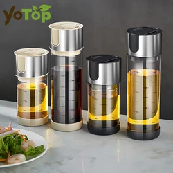 Glass Oil Bottle 270/450ML Kitchen Cooking Oil Automatic Opening and Closing Outdoor Barbecue Oil Leak-proof Bottle Soy Sauce