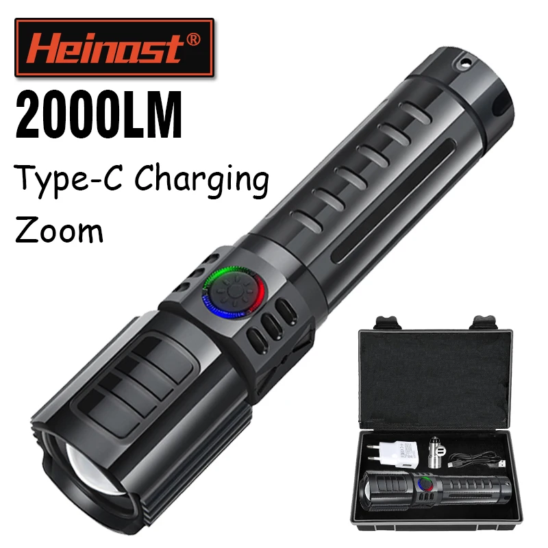 

Super Bright 2000LM Flashlight USB Rechargeable Flashlight with Tactical Zoom High Power Spotlight Outdoor Camping Fishing Torch