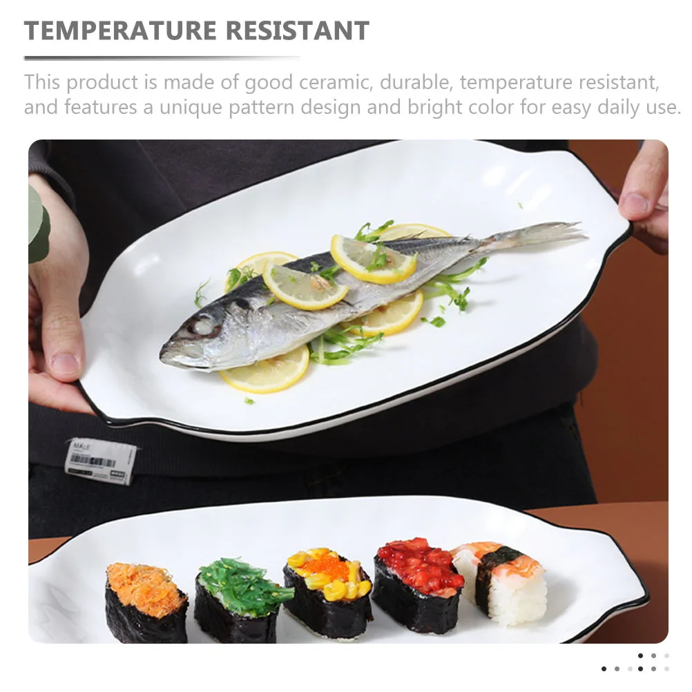 

Керамический противень для рыбы с двойной ручкой, термостойкая сковорода для глубокого пирога для выпечки пирогов, лазанья, жареная печь, безопасная бытовая техника