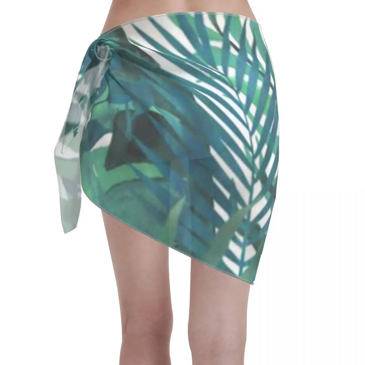 Promotion Tropical Palm Hawaii Prints Teal And Green Women's Beach Wrap SkirtBeach Sunset Viewing Cover Up Dress