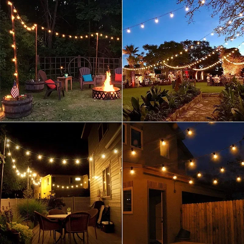 Led G40 Ball String Lights Waterdichte Outdoor Kerstfeest Tuinbol Slinger Bruiloft Decoratieve Straat Patio Sprookjesachtige Lamp