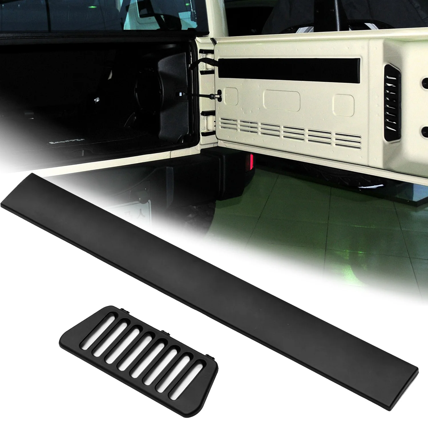 Car Tailgate Swing Door Inner Grille Air Outlet Rear Door Gate Protective Insert Panel Trim For Jeep Wrangler JK 2011-2017