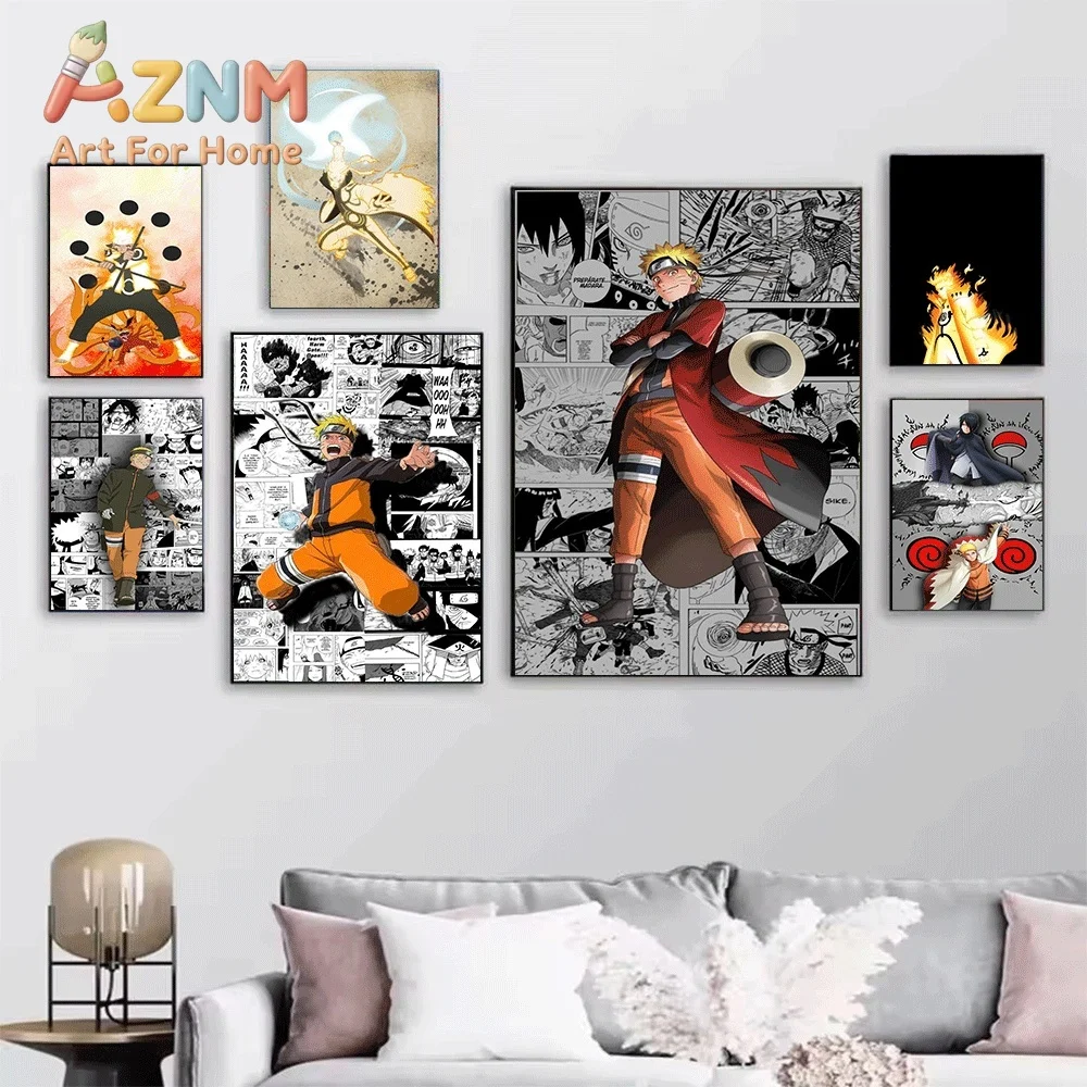 Anime Naruto Uzumaki Canvas Painting Popular Manga Character Wall Art Print Home Bedroom Living Room Background Decor Unframed