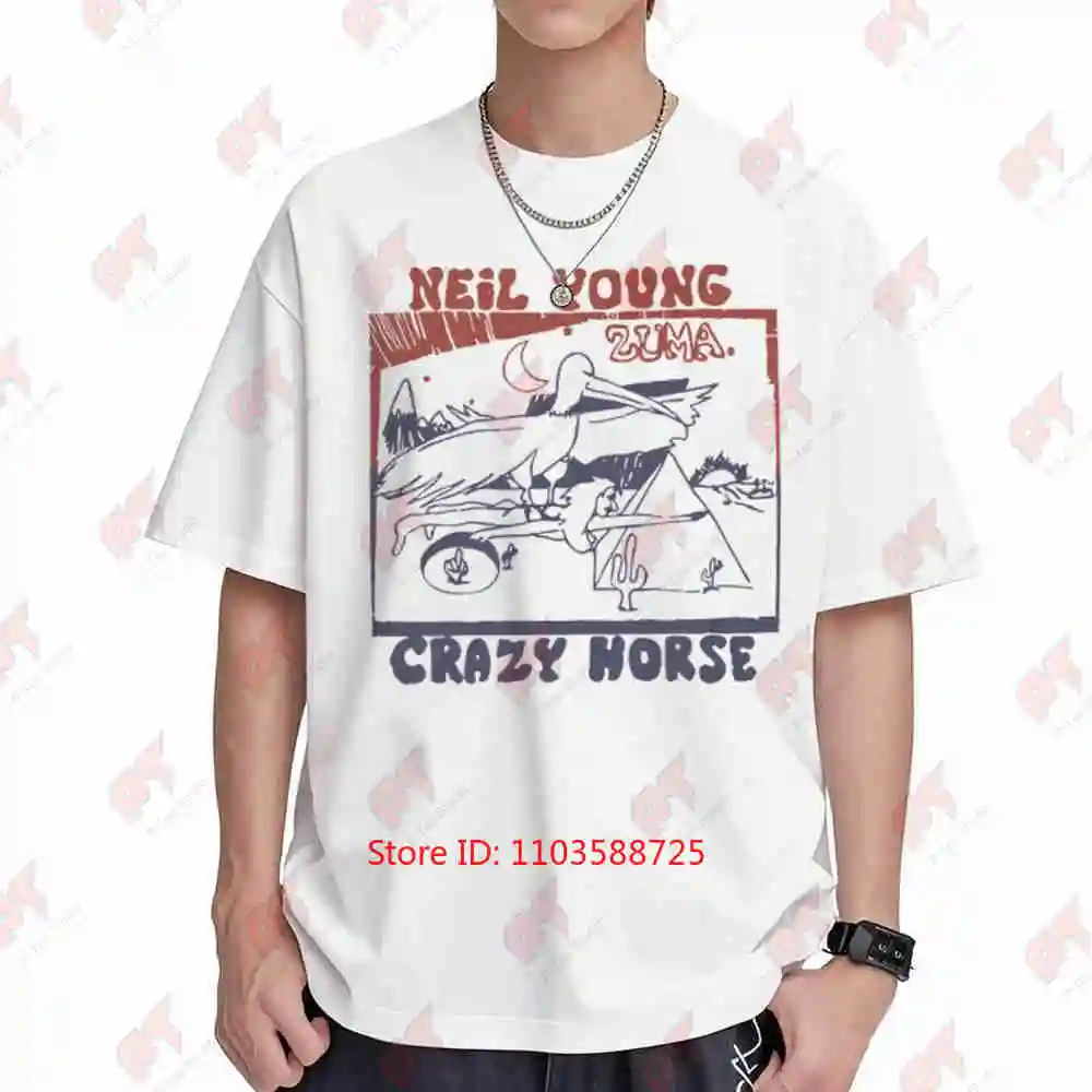 Neil Young Crazy Horse Album Art 1970s Retro Music Short Sleeve Tee 100% Cotton T-Shirt