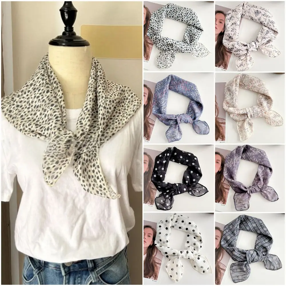 

Fashion Square Silk Scarf Double Sides Handbag Wraps Head Handkerchief 67*67cm Floral Print Pattern Hair Scarf Female