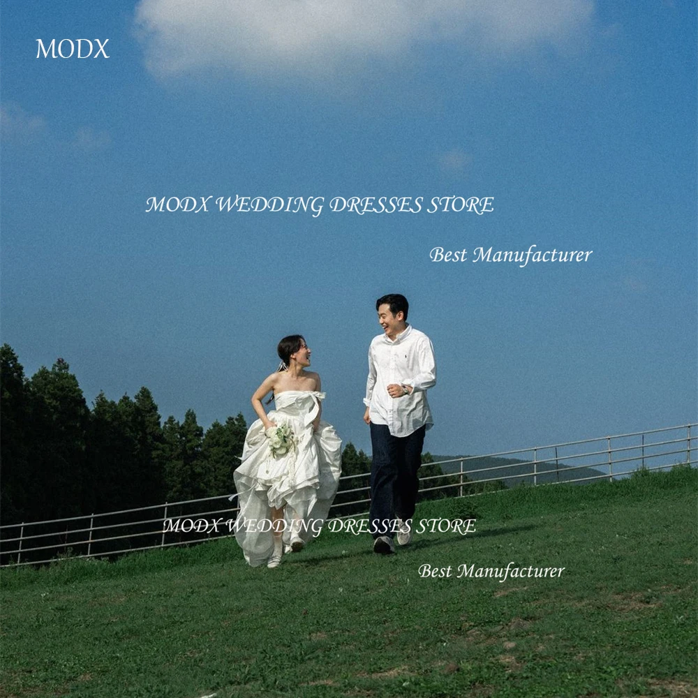 MODX بسيط ألف خط كوريا فستان الزفاف صورة تبادل لاطلاق النار حمالة الطابق طول الظهر الدانتيل يصل فستان زفاف Vestidos De Novias 2025 #1