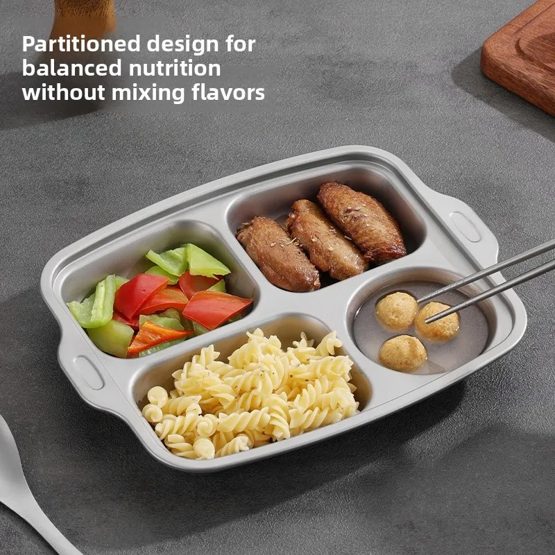 Pure Titanium Healthier Quad Partition Plate Home Use Fat Reduction Quantitative Meal Plate Durable Short Sleeve T-Shirt