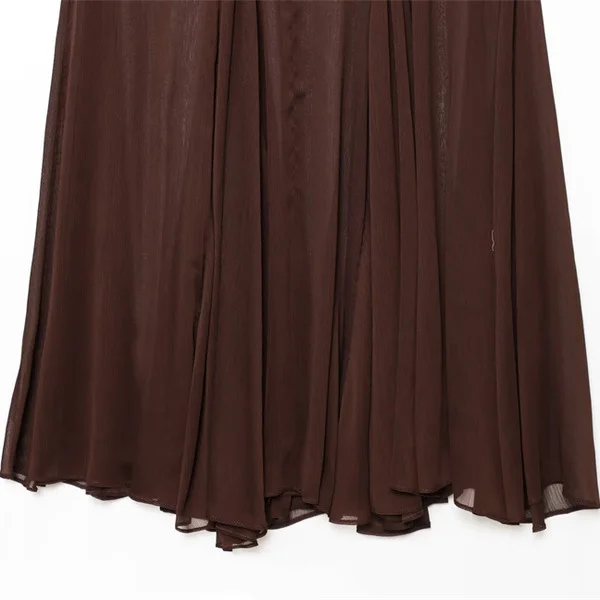 스트리트 슬레 반투명 롱 드 플리츠 원단 허리 중간 높이 여름 바람 패션 여성 플러스 사이즈 드