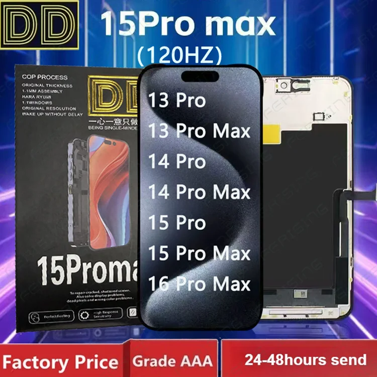120HZ Soft OLED High Refresh Rate For iPhone 16 Pro Max 15Pro 13 14 15 Pro LCD Display 3D Screen Digitizer Assembly Replacement