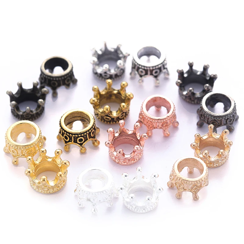 20pcs Alloy Loose Spacer Beads Gold colour Silver colour Crown Beads for Jewelry Making DIY Bracelet Handmade Accessories