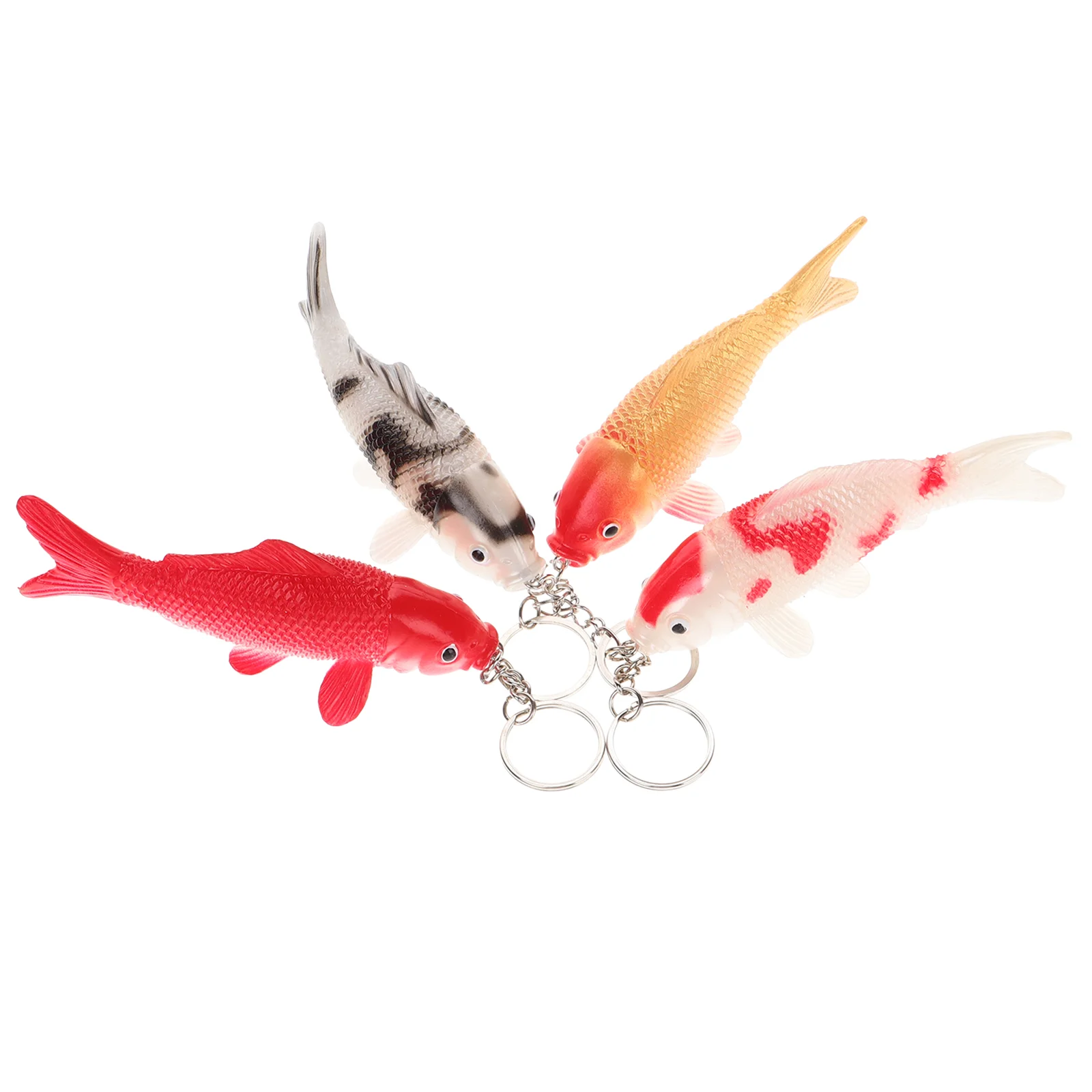 4 Pcs Cute Fish Keychain Children's Party Gifts Mini Animal Model Plastic for Bag Decor Lifelike Key