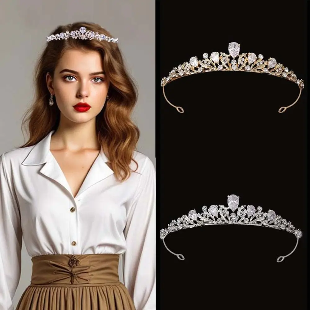 حجر الراين كريستال التيجان الزفاف تألق زهرة الخرز الفاخرة تاج الزفاف غطاء الرأس الفاخرة عيد ميلاد تاج خوذة #2