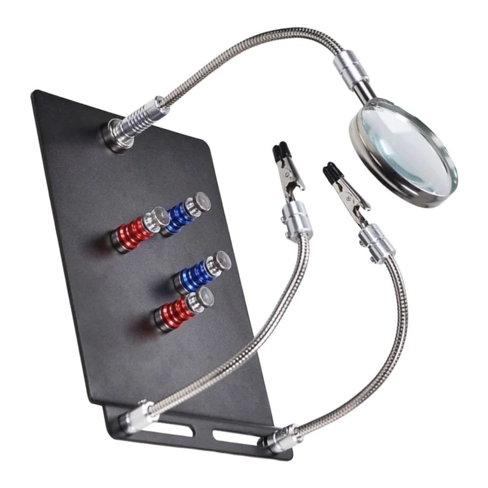 Helping Hands Tool with Magnifying Glass and Magnetic Flexible Arms for Electronics DIY and Jewelry Making Tasks