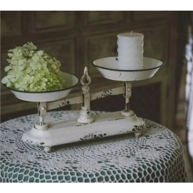 Vintage Style Decorative Figurine Balance Scale Rustic Iron Effect for Grocery mall Theme
