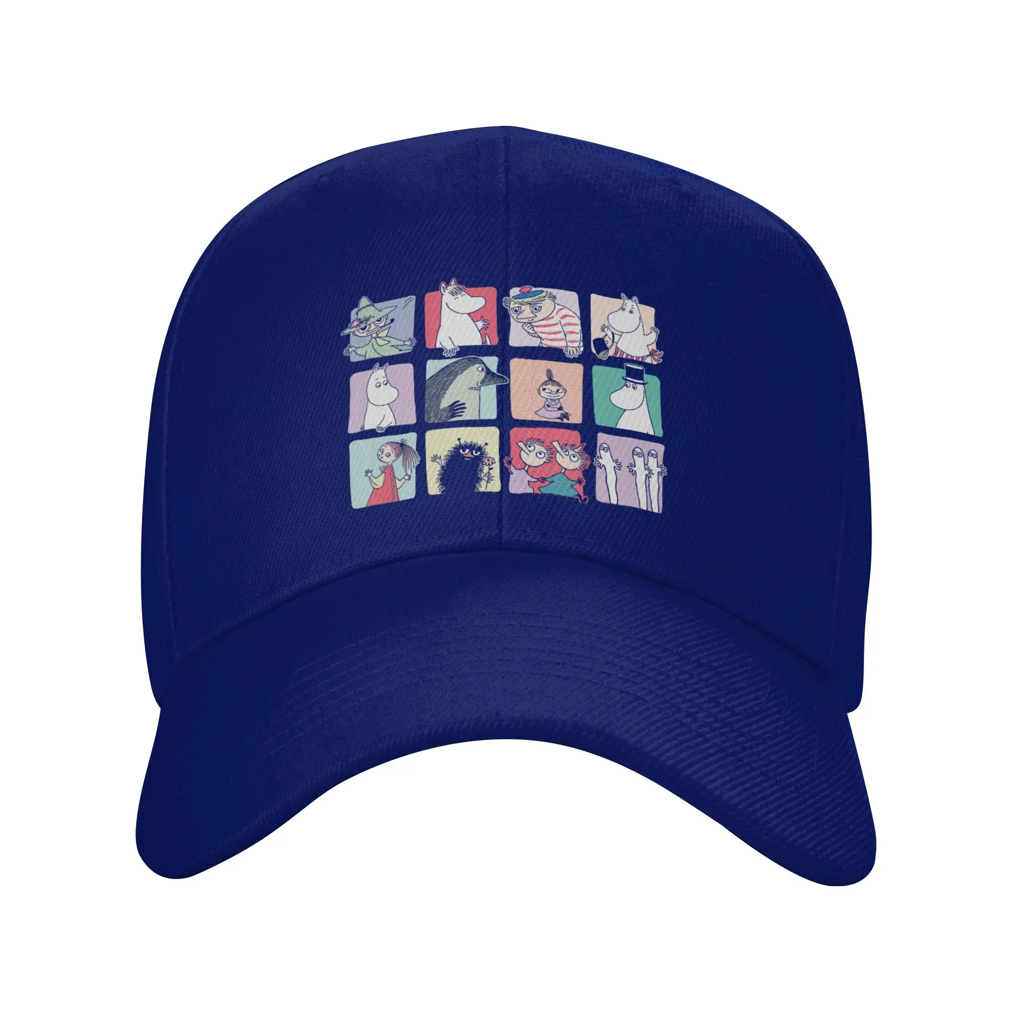 Moomings Group Character Blocks Dark Baseball Caps Adult Outdoor Sun Hat Hats Breathable Polyester Racing Cap