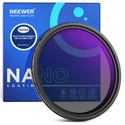 NEEWER 58mm-82mm True Colors Hard Stop Variable ND Filter ND2-32 Limited Neutral Density Filter Multi Coated HD Optical Glass